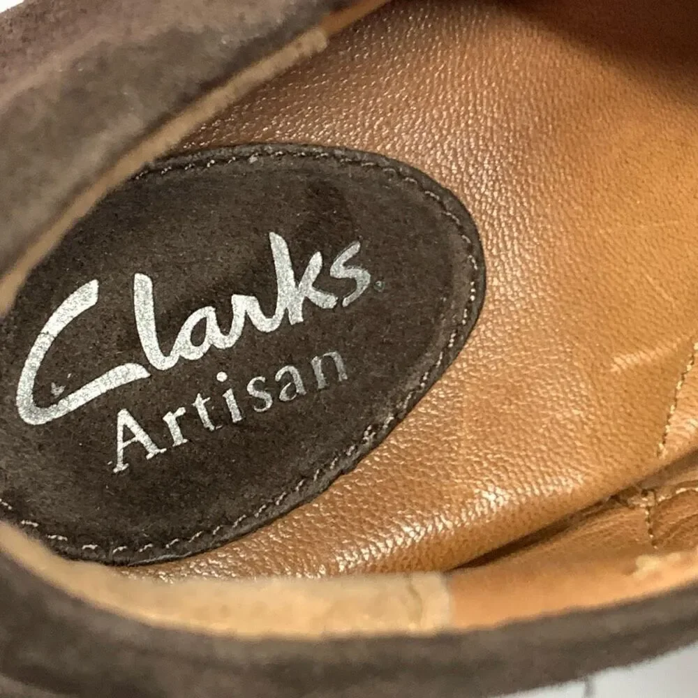 Clarks Artisan brown leather suede 3” heel size 8